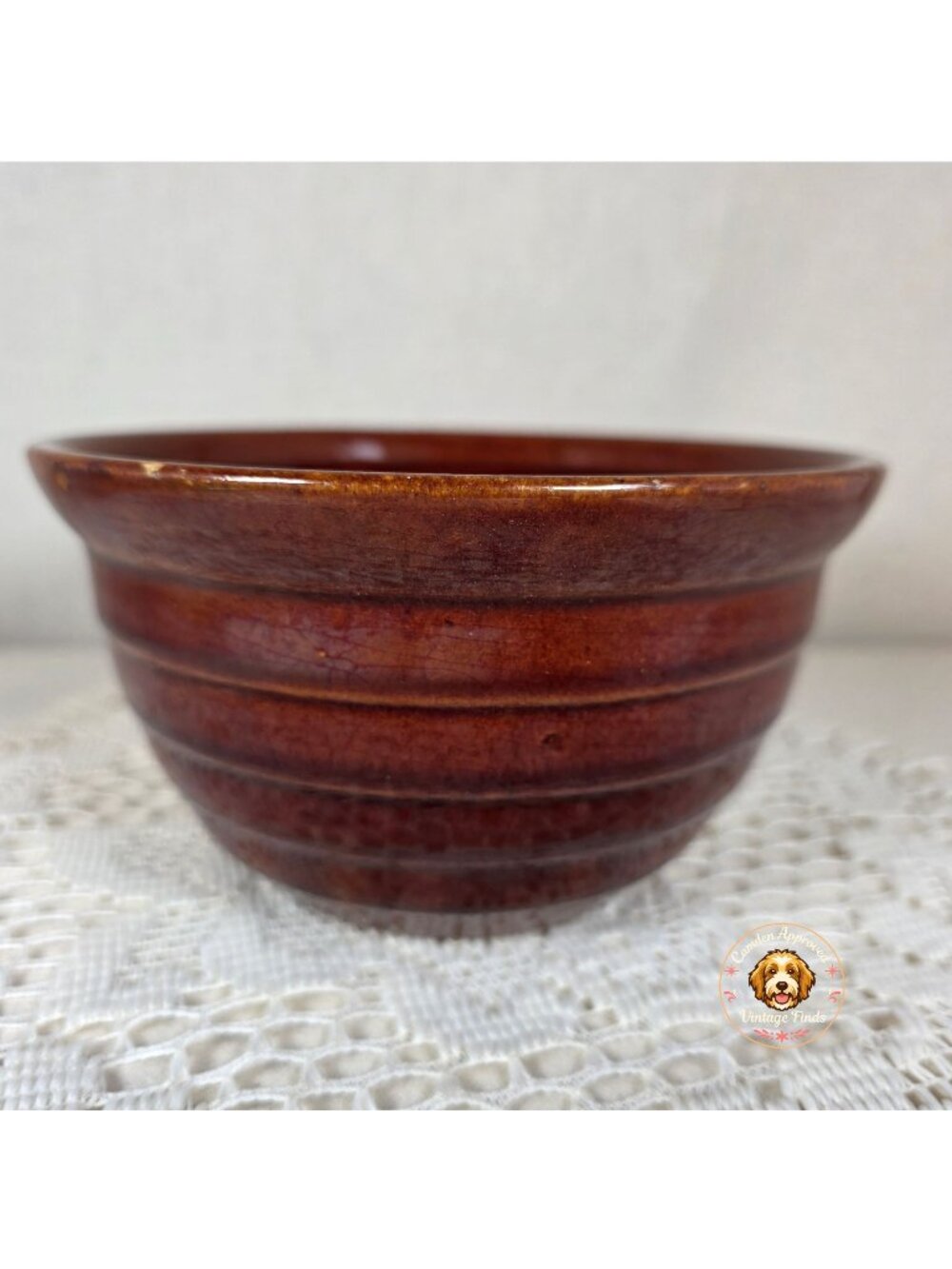 Vintage Brown Ribbed Mixing Bowl 6" Diameter 3 1/2" Tall Unmarked